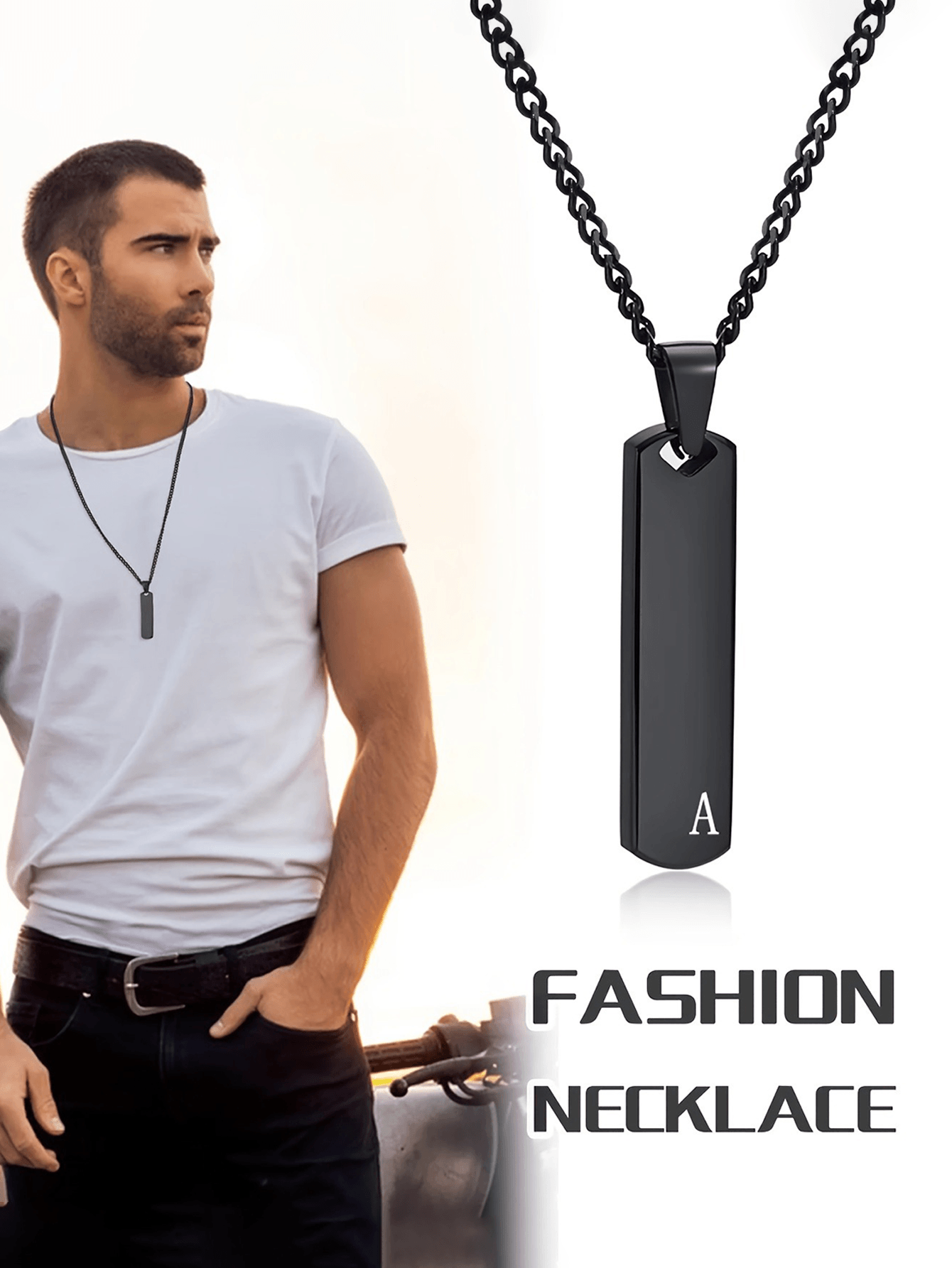 Polished Stainless Steel Bar Pendant